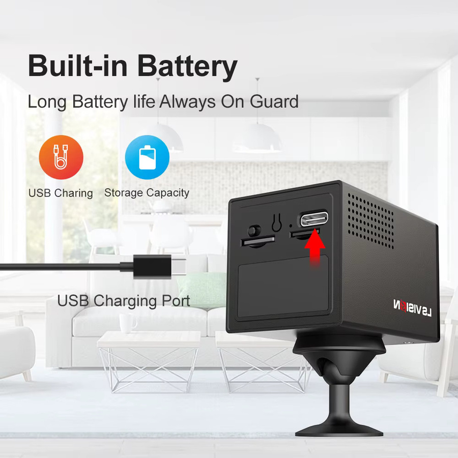 LS VISION 4MP Mini-Kamera Schwarz mit 4G und WiFi, kabellose Sicherheitskamera für den Innenbereich mit Radarerkennung, Farbnachtsicht und eingebautem Akku, steuerbar über die Ubox-App - Bild 5