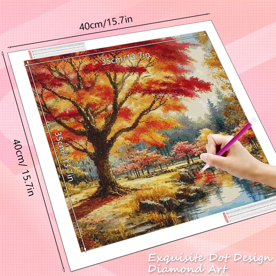 HUACAN 5D DIY Diamantmalerei Herbst Landschaft Mosaik Wanddekoration Multicolour - Bild 2