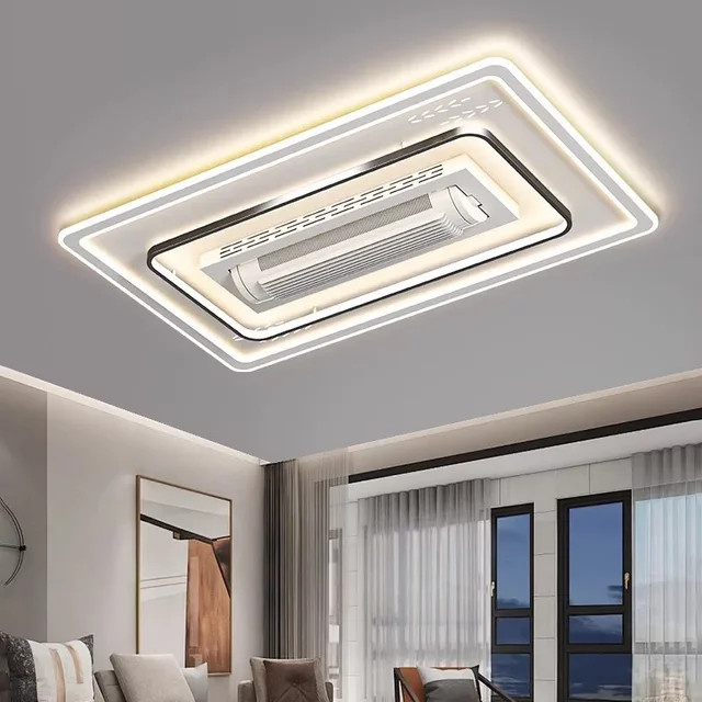 ABCZ LED Deckenventilator mit integrierter Beleuchtung und Fernbedienung, unsichtbarer bladloser Hängelampen-Ventilator für Wohnzimmer und Schlafzimmer - Bild 1