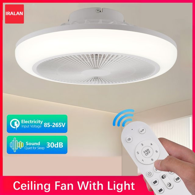 IRALAN Deckenventilator mit LED-Licht in Weiß, modern und dimmbar mit Fernbedienung - Bild 1