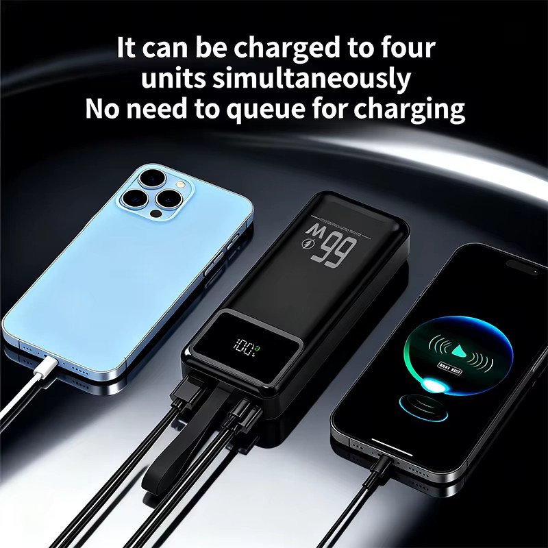 Cohana Powerbank 50000mAh mit 66W Schnellladefunktion, tragbares Ladegerät für 4 Geräte gleichzeitig in Schwarz mit LED-Taschenlampe und Trageriemen, kompatibel mit iOS und Android - Bild 7
