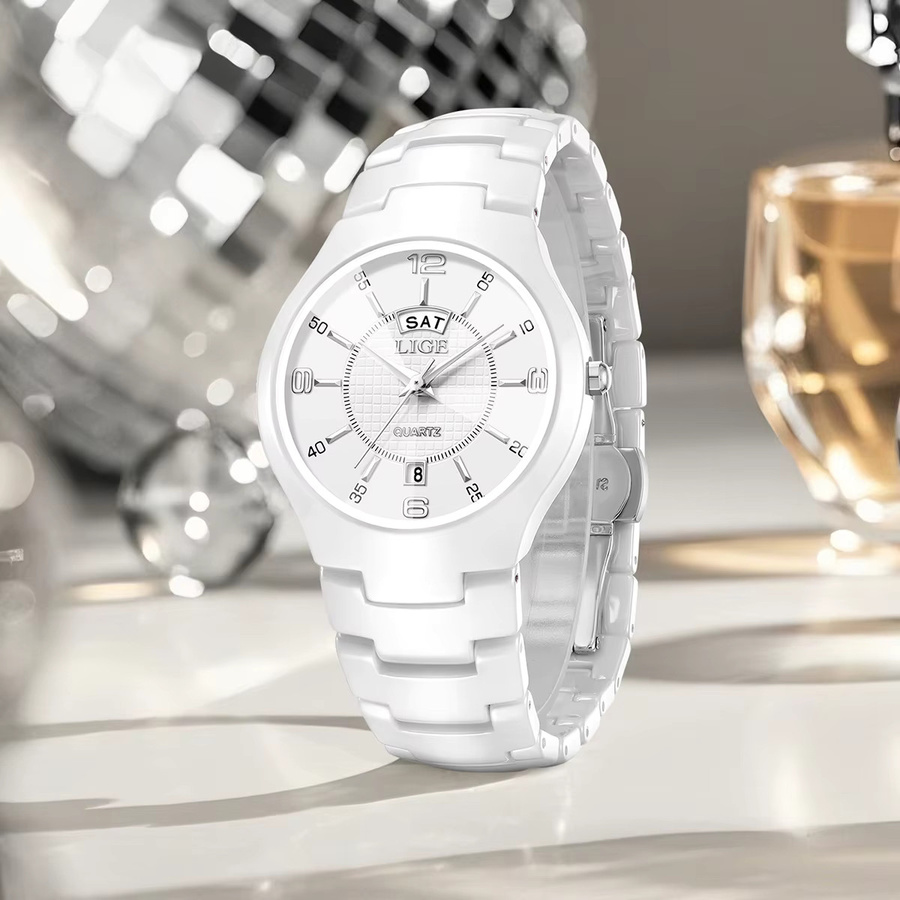 LIGE Armbanduhr, Keramik, Quarz, Weiß, Damen - Bild 3