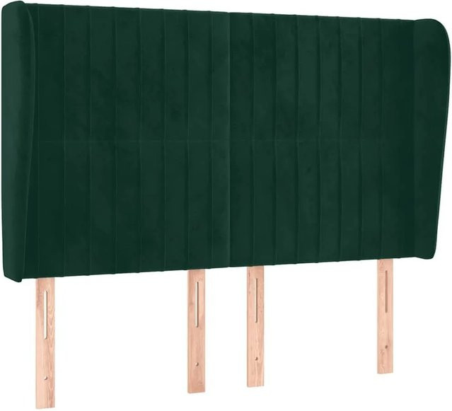 vidaXL Kopfteil mit Ohren in Dunkelgrün aus Samt, B/T/H: 147 x 23 x 118/128 cm - Bild 1