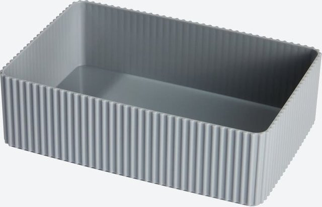 NKD Aufbewahrungsbox mit Rillen aus Kunststoff, Grau, B/T/H: 20 x 14 x 6 cm - Bild 1