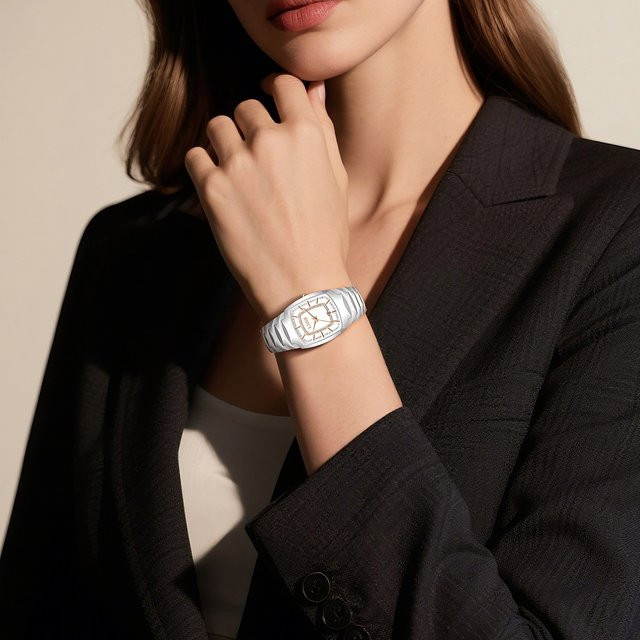 LIGE Armbanduhr, Quarz, Keramik, Weiß, Diamantbesetzt, Damen - Bild 1