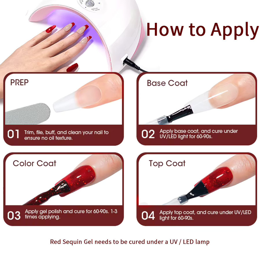 RS NAIL Nagellack, roter Glitzer, 9 g - Bild 6