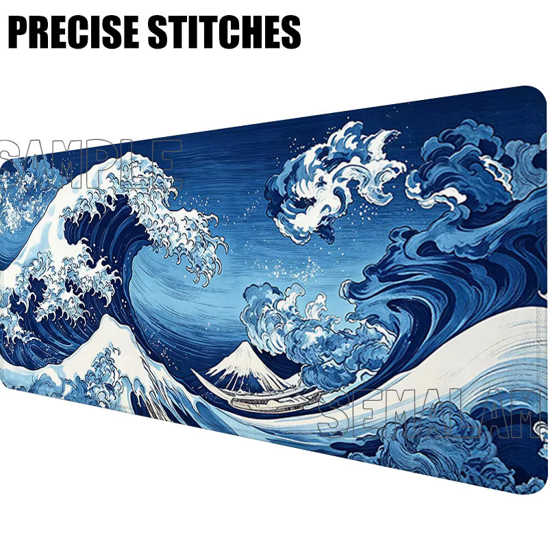 Semalam Mauspad mit japanischem Wellen-Design in Blau, B/T: 70 x 30 cm - Bild 4