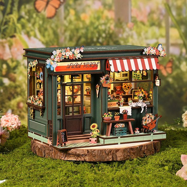 Battoom Holz-Puppenhäuser DIY Miniatur-Puppenhaus-Sets, 3D-Puzzle, mit Beleuchtung - Bild 1
