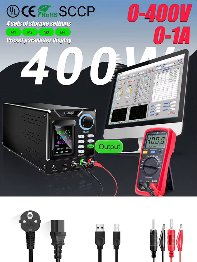 Nice-power Programmierbare Solar-Wechselrichter-Teststromversorgung mit 400V, 1A und 400W in Schwarz mit USB und RS-232 für die MPPT-Controller-Entwicklung - Bild 6