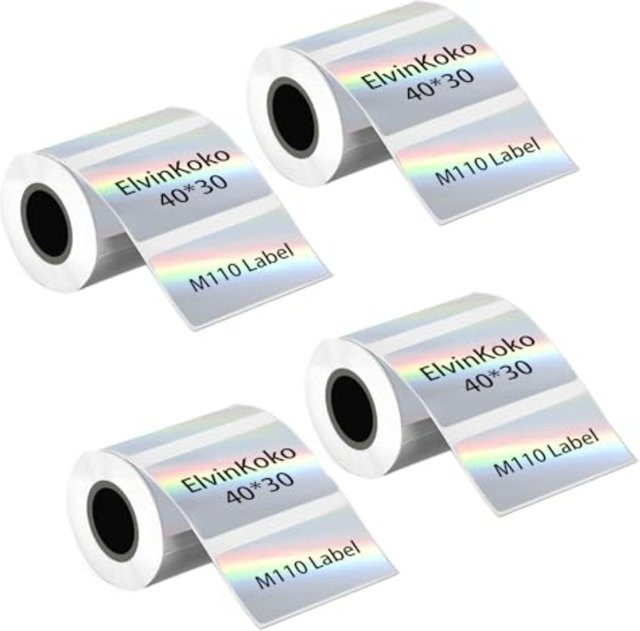 M110 Thermoetiketten P50 Silber, wasserfeste Aufkleber für M221, M220, M120 und M200, B: 4,0 cm, H: 3,0 cm, 230 Etiketten pro Rolle - Bild 1