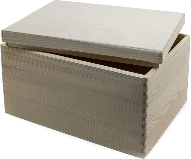 HolzFee Allzweckkiste aus Holz in Natur Beige mit abnehmbarem Deckel und Deckelfixierung, B/T/H: 40 x 30 x 22,5 cm - Bild 1