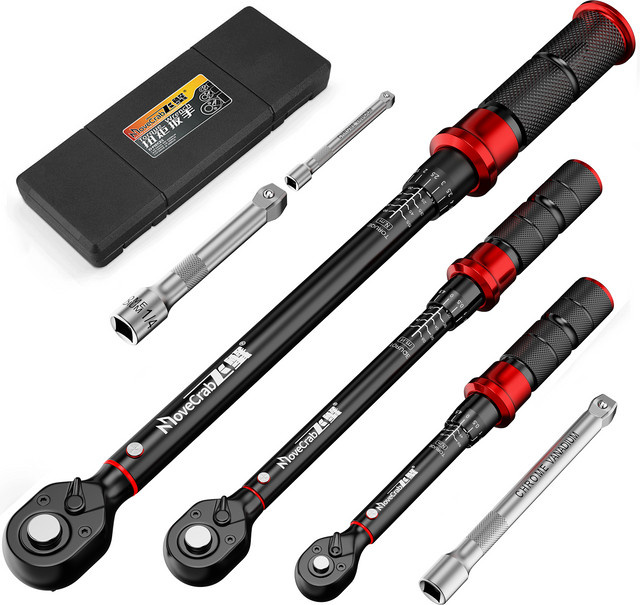 MoveCrab 6-teiliges mechanisches Drehmomentschlüssel-Set in Schwarz, 5–220 Nm, für Fahrrad, Motorrad, Auto und Industrie-Reparaturen - Bild 1