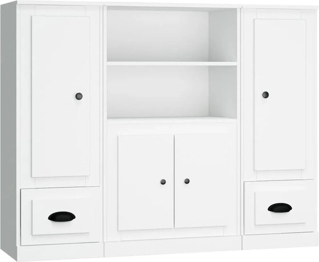 3er-Set vidaXL Highboards Weiß Matt aus Holzwerkstoff, Wandmontage, B/T/H: 35,5 x 35,5 x 103,5 cm - Bild 1