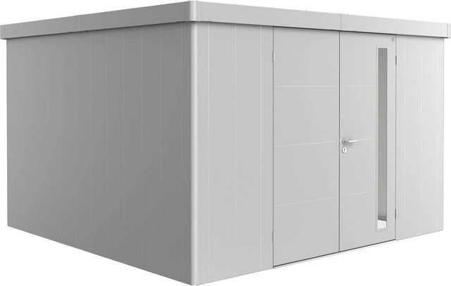 Biohort Gerätehaus Neo mit Doppeltüre aus Metall in Silber Metallic, B/T: 348 x 348 cm - Bild 1