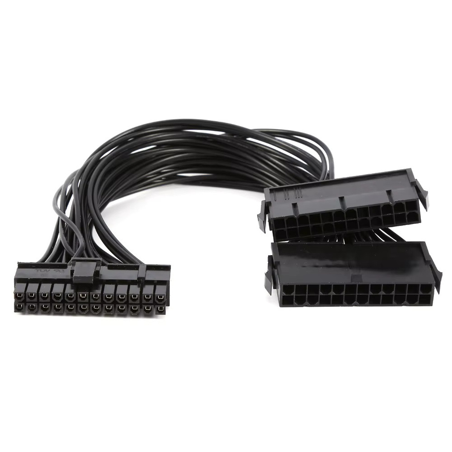 Aramox Dual-Netzteil-Adapter mit synchronem Startkabel, 24-polig, Schwarz, Länge: 30 cm - Bild 2