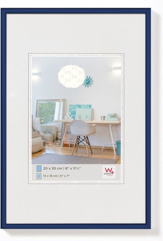 Walther Design Bilderrahmen mit Passepartout aus Kunststoff in Blau, B: 50 cm, H: 70 cm - Bild 1
