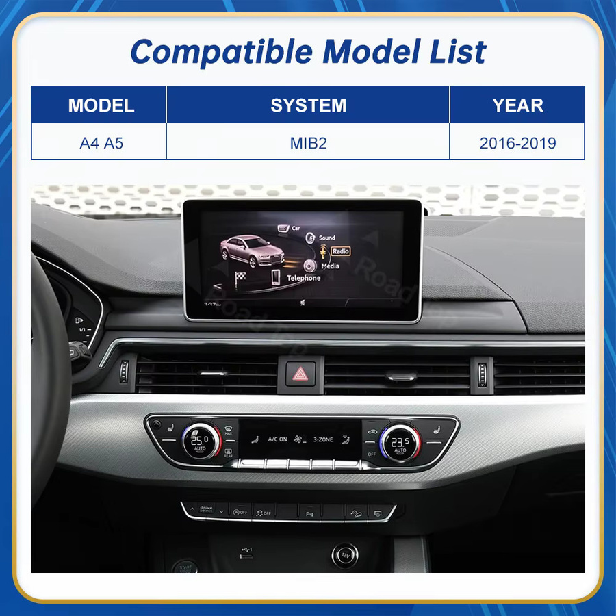 Road Top Multimedia-Player mit 12,3 Zoll Touch-Display für Audi A4 A5 B9 (2016-2019) in Schwarz mit Android Auto, Apple CarPlay und GPS - Bild 3