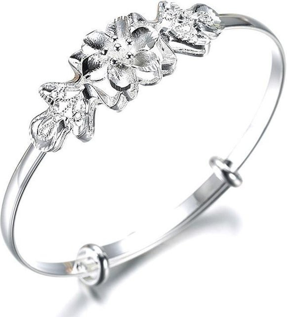 Armband Damen, versilbert, Blume, Kupfer, white - Bild 1