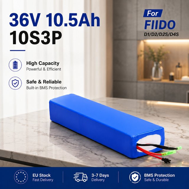 FIIDO Ersatzakku für faltbare E-Bikes D1 D2 D2S D4S, 36V Lithium-Ionen-Akkupack 18650 10S3P mit 15A BMS, Farbe: Blau - Bild 1