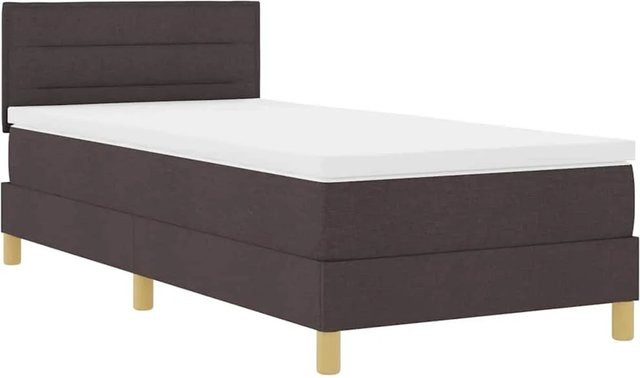 vidaXL Boxspringbett mit Matratze Dunkelbraun, Hybridbett mit Taschenfederkern aus Stoff, B/T/H: 90 x 200 x 140 cm - Bild 1