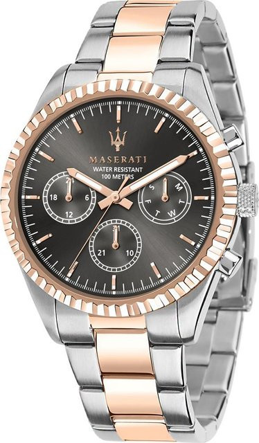 Maserati Armbanduhr Competizione, Quarz, Edelstahl, Grau, Bicolor Rosé, 43 mm, Herren - Bild 1