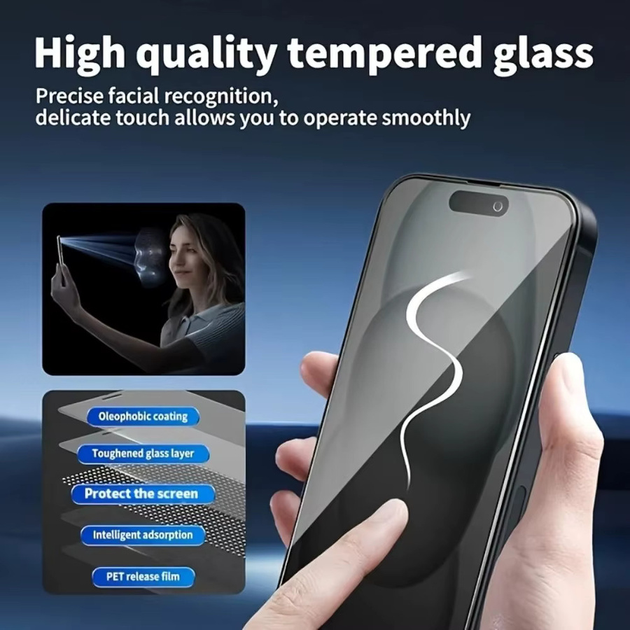 6-in-1 Anti Spy Schutzset aus gehärtetem Glas für iPhone 17 16 15 14 Pro Max 16e 17 Air sowie iPhone 13 12 11 Pro 15 14 16 Plus inklusive Kamera Objektiv Schutz - Bild 4
