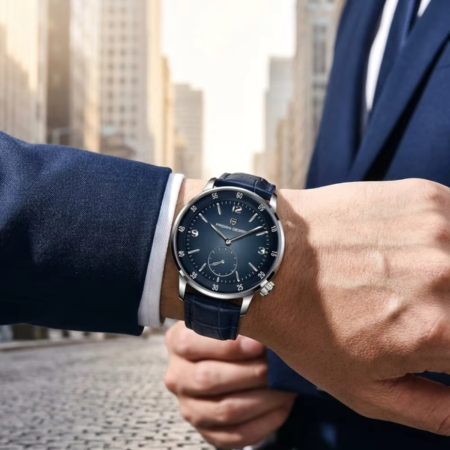 Pagani Design Automatik-Armbanduhr, Edelstahl, Blau, Leder, 42 mm, Herren - Bild 3