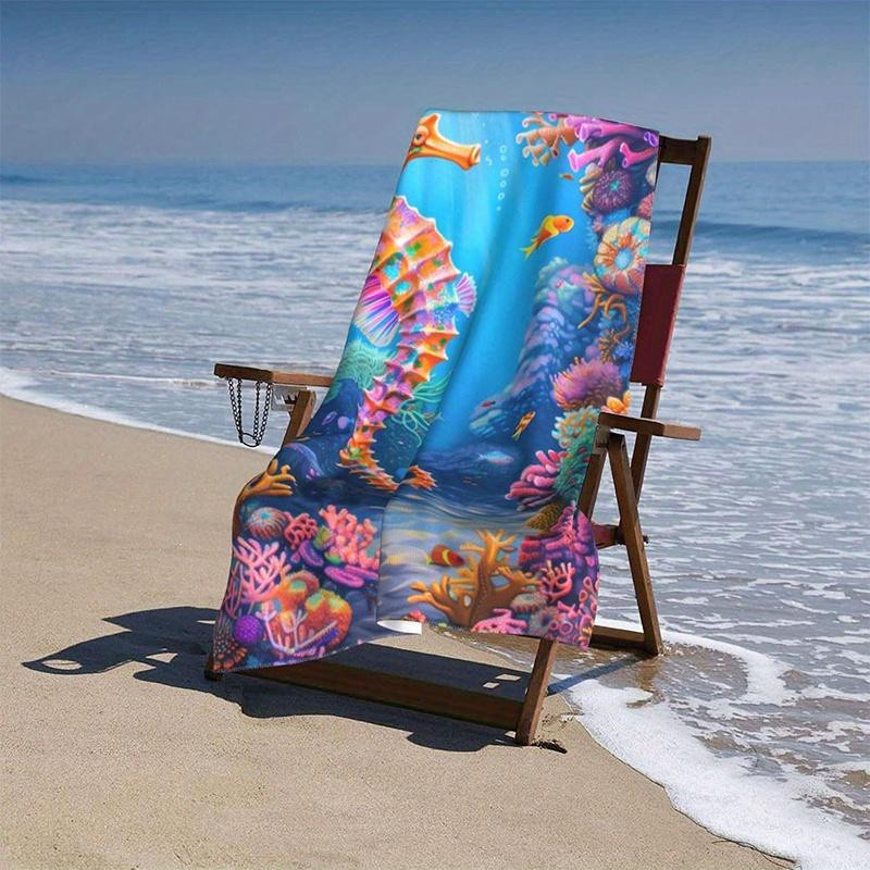 Strandtuch Creative Man mit Unterwasser Seepferdchen und Korallen Druckmuster in Weiss und Multicolour, Breite: 40 cm, Höhe: 60 cm - Bild 3