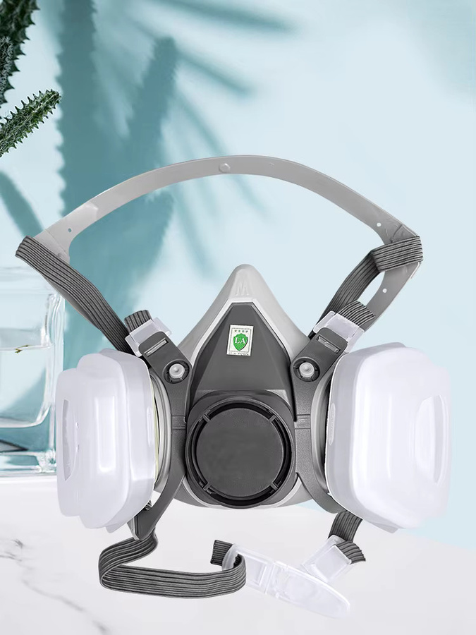 Karocola Halbgesichts-Gasmaske als Sicherheits-Atemschutzmaske in Grau mit 5N11 Partikelfilter und 6001 Filter für industrielles Arbeiten und Farbspray-Anwendungen - Bild 5