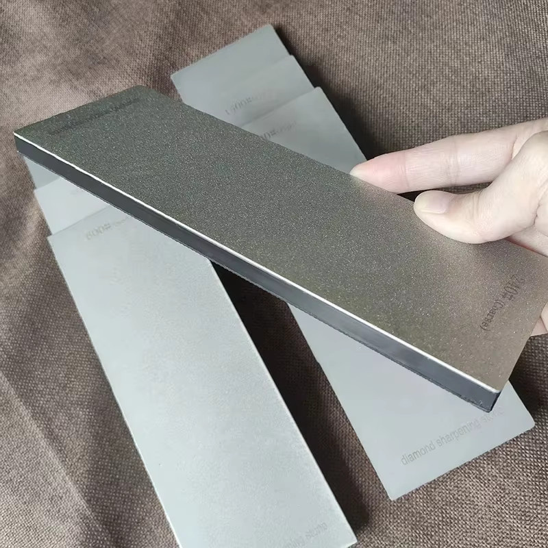RSCHEF Diamant-Schleifstein Set in Grau mit Körnungen 240, 400, 600 und 1000, rutschfester Hartmetall-Messerschärfer, B: 23 cm, H: 8 cm, T: 8 cm - Bild 5