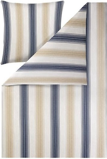 Estella Bettwäsche Nuno aus Bio-Mako-Satin in Blau gestreift - Bild 1