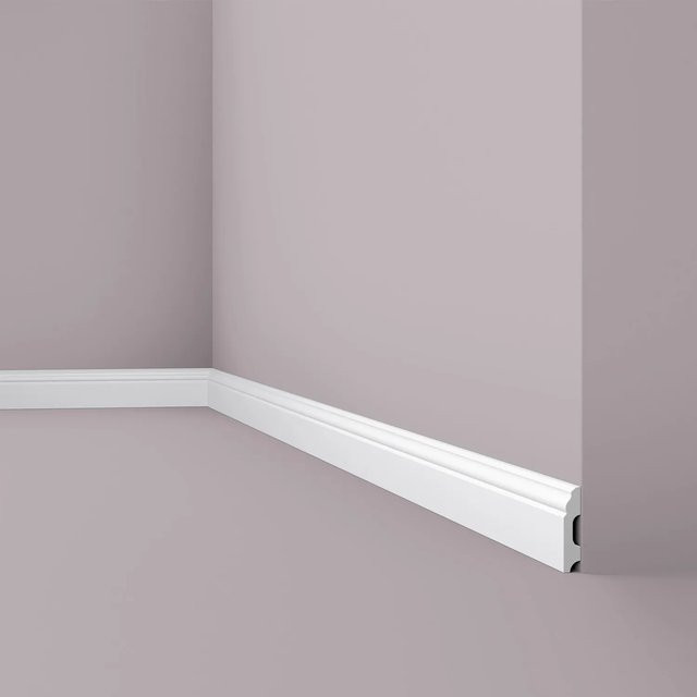 NMC Wallstyl Sockelleiste Zierleiste Stuckleiste FB1F in Weiß, H x B x T: 6 x 1,3 x 200 cm - Bild 1