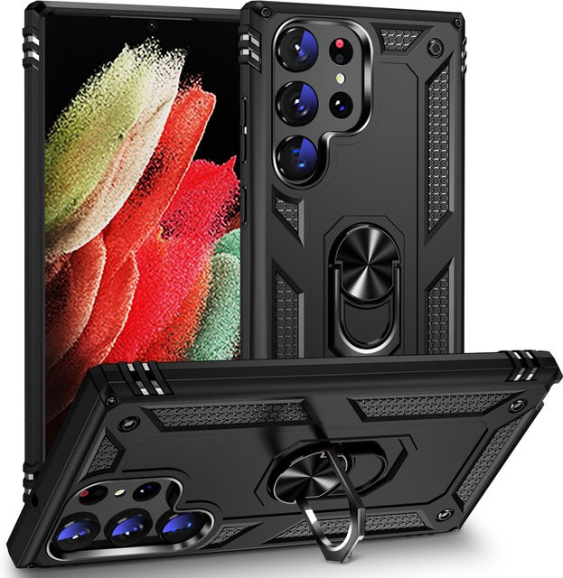 Stoßfeste Panzerhülle für Samsung Galaxy S26 S25 S24 S23 S22 S21 Ultra Plus FE von CYYWN in Schwarz und Gold - Bild 1