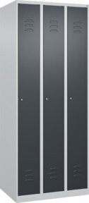 C+P Spind Classic PLUS Garderobenschrank mit 3 Abteilen, Grau/Anthrazit, H x B x T: 185 x 75 x 50 cm - Bild 1