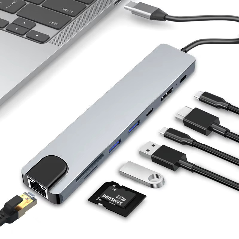 8 in 1 USB C Hub Docking Station mit 4K HDMI, RJ45 Ethernet, SD und TF Kartenleser sowie PD Ladefunktion für MacBook Air M1 und iPad Pro - Bild 5