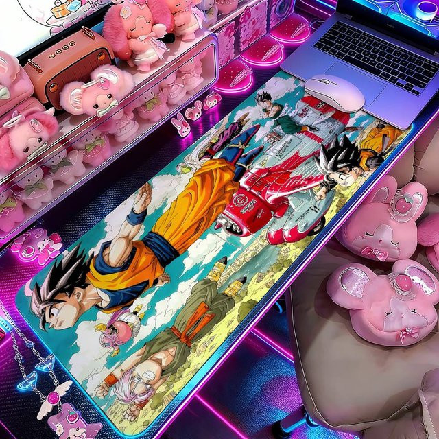 Anime Dragon Ball Z Mauspad mit Landschaftsdesign, großflächige Schreibtischunterlage für Laptop und Tastatur, mehrfarbig - Bild 1
