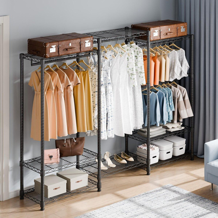 Buying Solutions MB Kleiderständer aus Kohlenstoffstahl in Schwarz mit 4 Kleiderstangen und 8 Ablageebenen, B/T/H: 180 x 45 x 45 cm - Bild 5