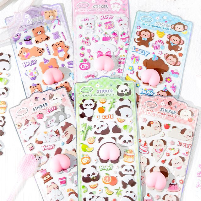 Charile Kawaii Kaninchen Katze Panda Gesäß-Aufkleber, 6-teiliges Set, multicolour - Bild 1