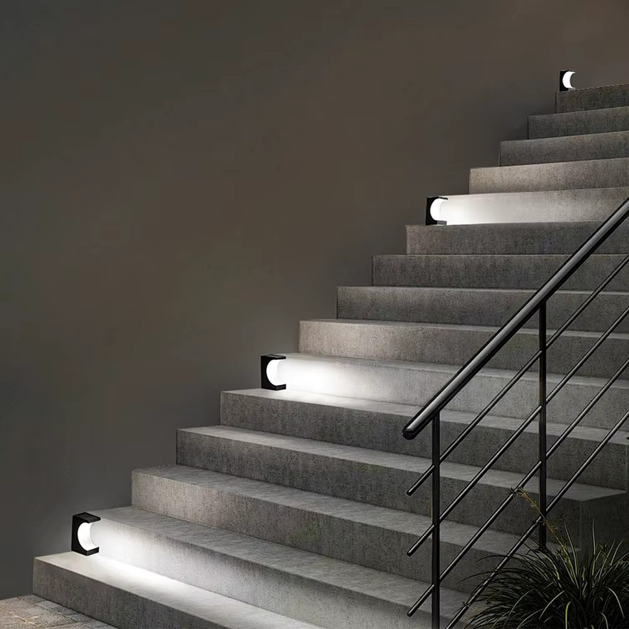 Burhui Solar Treppenleuchten Outdoor LED mit IP65 Wasserdichtigkeit und Dämmerungssensor, Warmweiß, Schwarz - Bild 4