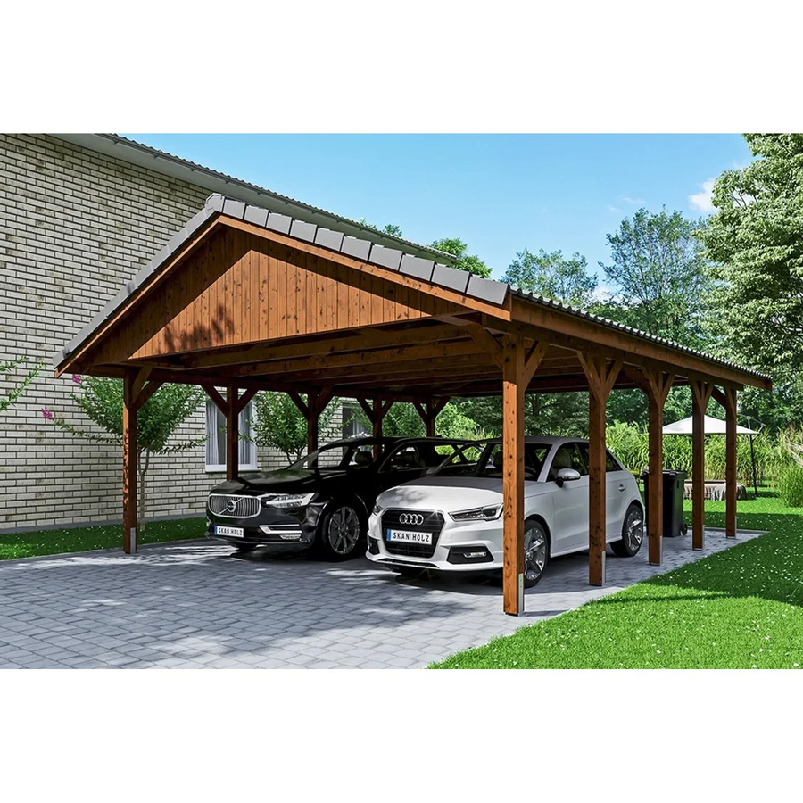 Satteldach-Carport Wallgau von SKANHOLZ in Nussbaum Braun B/T: 620 x 750 cm, Höhe: 354 cm - Bild 2