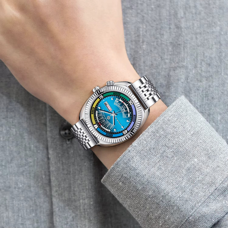 STARPERISH Herrenuhr Quarz, Edelstahl, Blau, Datum, Herren - Bild 4