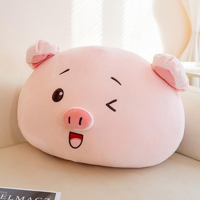 Yiran Health & Beauty Rosa Schweinekopf Plüschkissen, weiches Tierkissen in Form eines Schweinekopfes, B/H: 55 x 35 cm - Bild 1