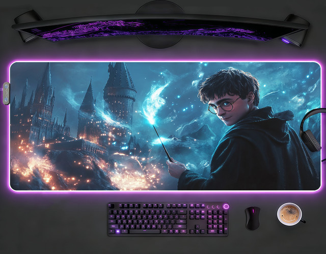 Warner Bros. Harry Potter Mauspad RGB LED XXL mit rutschfester Gummibasis, Multicolour - Bild 1