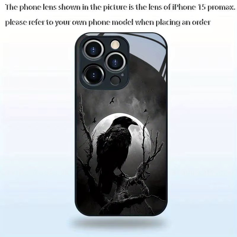 Schutzhülle mit schwarzem Nachtraben-Muster für Apple iPhone 11 bis iPhone 17 Pro Max, sturzsicherer Schutz, Farbe: Schwarz - Bild 3