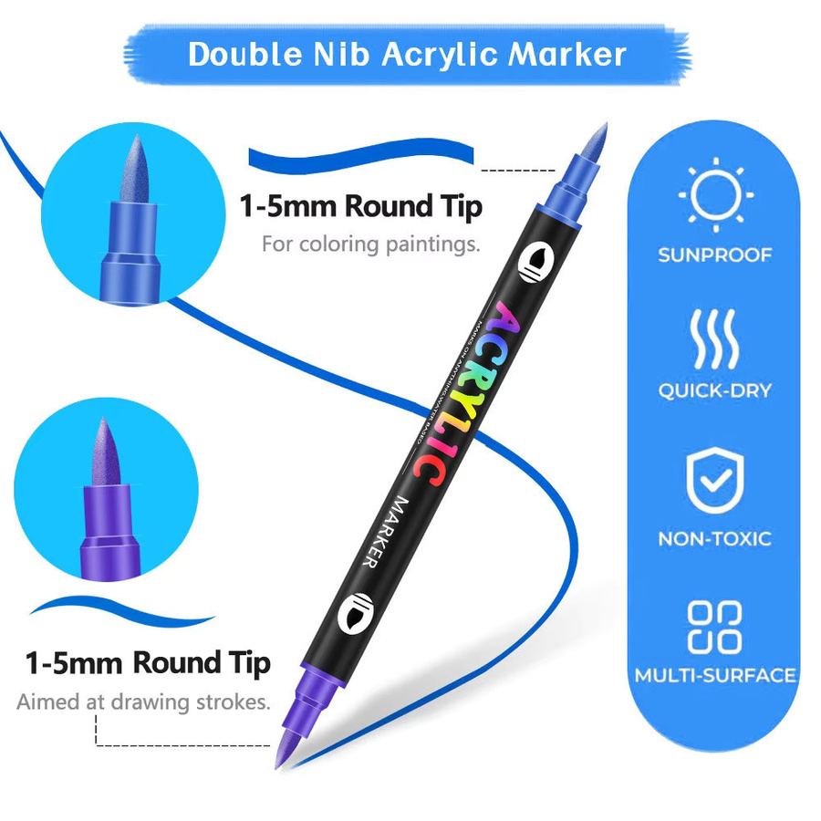CONUSEA Acrylmarker Set mit Dual Tip für Zeichnungen und DIY-Handwerk, Mehrfarbig - Bild 5