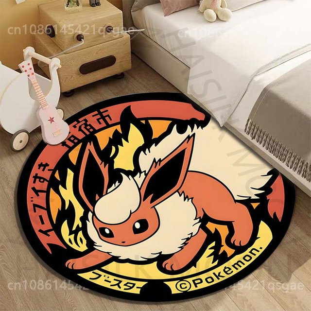 Runder Teppich mit Pokémon Eevee und Greninja Motiv von Potdemiel, Mehrfarbig, Durchmesser: 60 cm - Bild 1