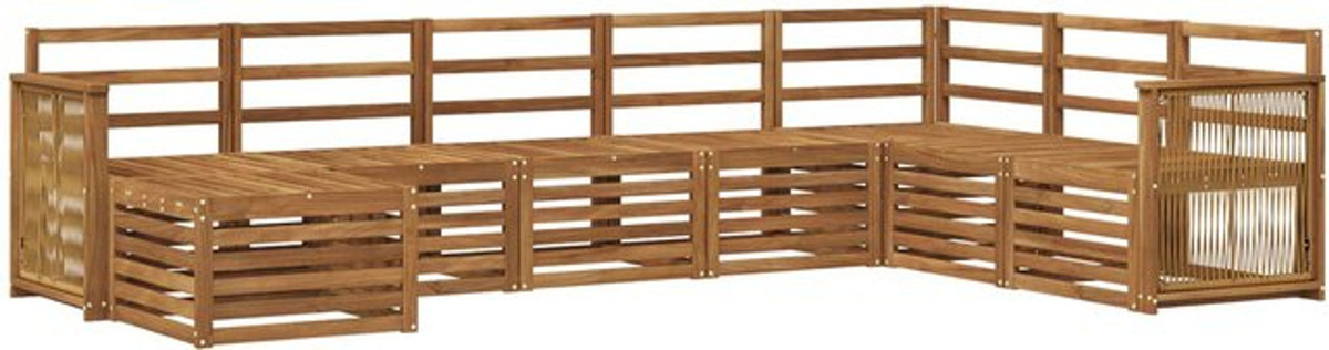 6-teilige Outdoor-Sofagarnitur aus Massivholz Akazie in Natur Braun von vidaXL - Bild 1