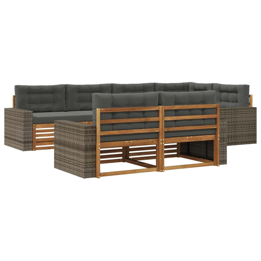 vidaXL Outdoor-Sofagarnitur aus Akazienholz in L-Form mit Kissen, Farbe: Natur und Anthrazit - Bild 2