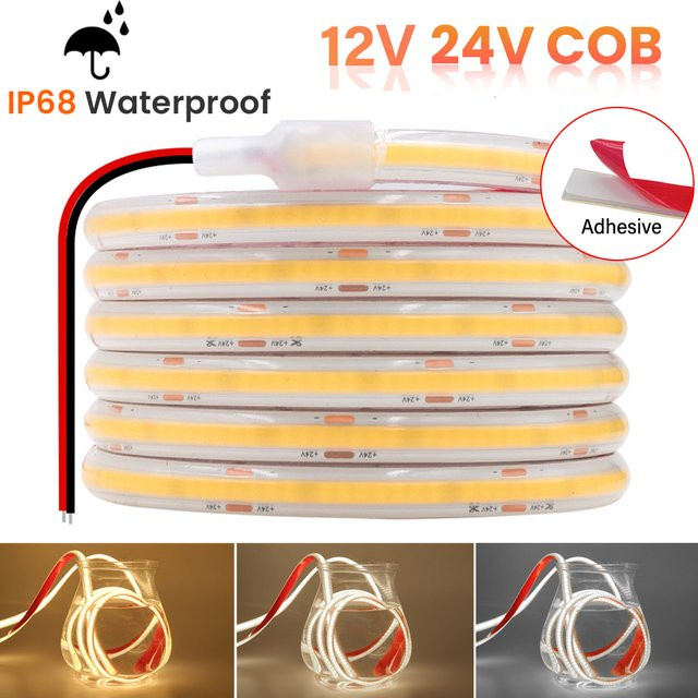 GAHADA COB-LED-Streifenlicht IP68 Wasserdicht, 12V 24V, Hohe Helligkeit RA90, Flexibles Band für Garten, Küche und Schlafzimmer - Bild 1