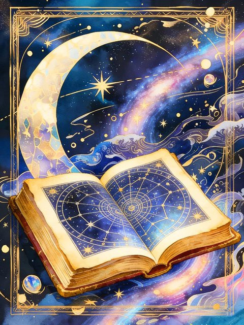Diamond Painting Sternenhimmel und Mond Buch, Diamant-Mosaik Landschaft Komplettset, Bastelset - Bild 1